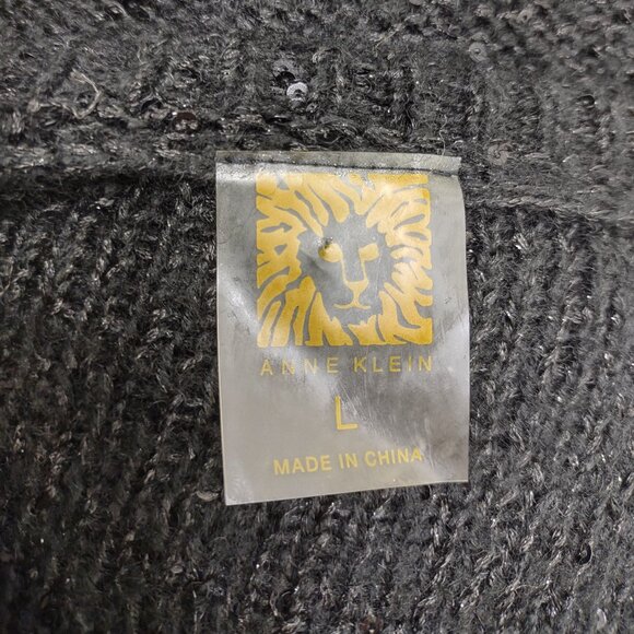 NWT Anne Klein black sparkly sequin crew neck pullover sweater ladies Large - Picture 6 of 8